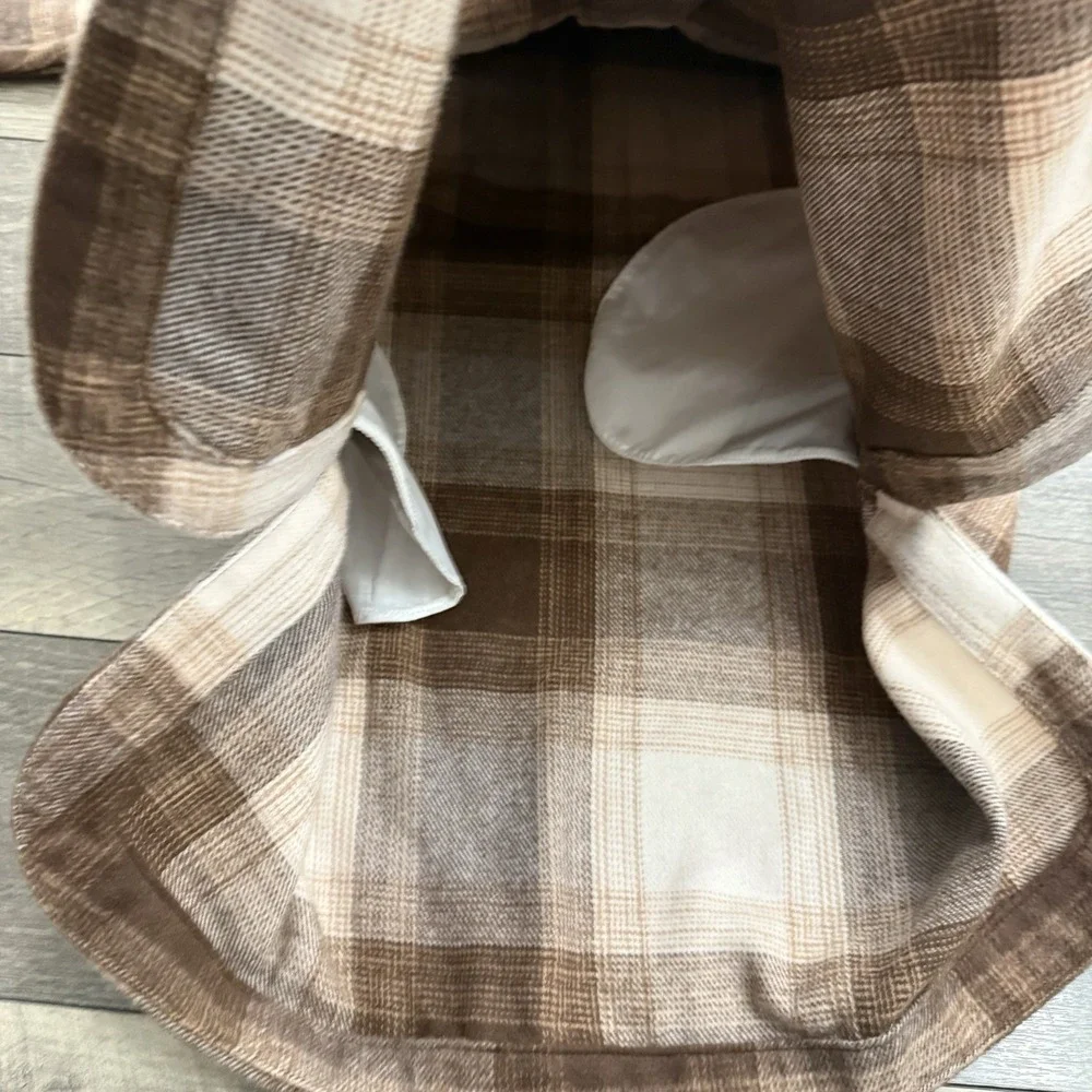 VTG Banana Republic Shirt Mens Medium Brown Plaid‎ Wool Blend Button Up Shacket